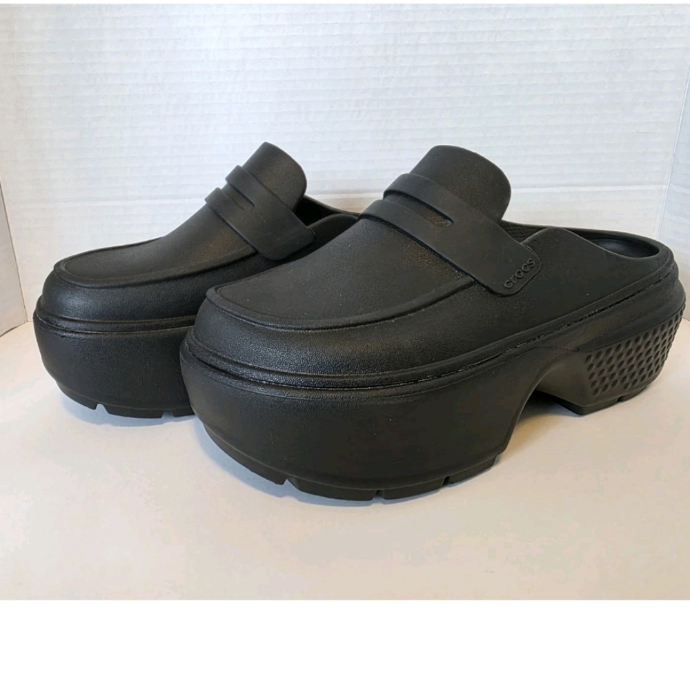Crocs Stomp Loafer Unisex Black Slip On Platform Casual Sandal Womens 7 Mens 5 - Picture 2 of 10